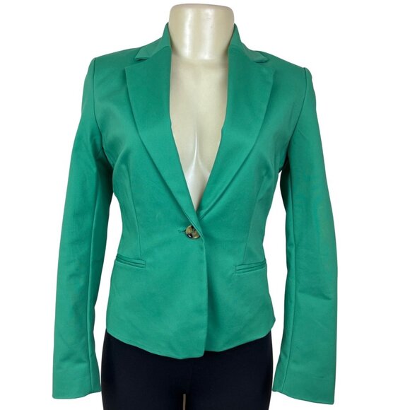 MNG Women’s Emerald Green Blazer With Single-Button Closure Sz 2 - New - Picture 1 of 10